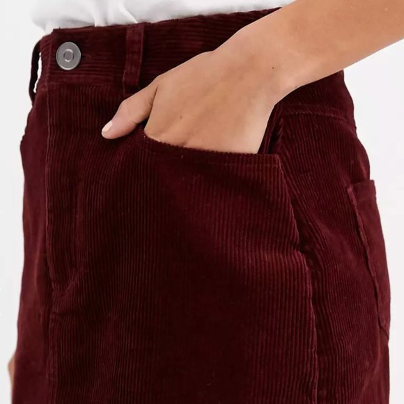 ASOS || WINE RED CORDUROY SKIRT - Picture 7 of 8